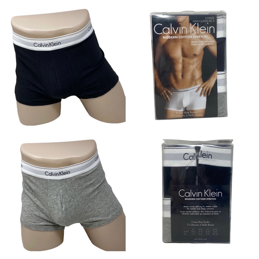 Calvin Klein Men Underwear Modern Cotton Stretch 2Pack Low Rise Trunk NB1541-079